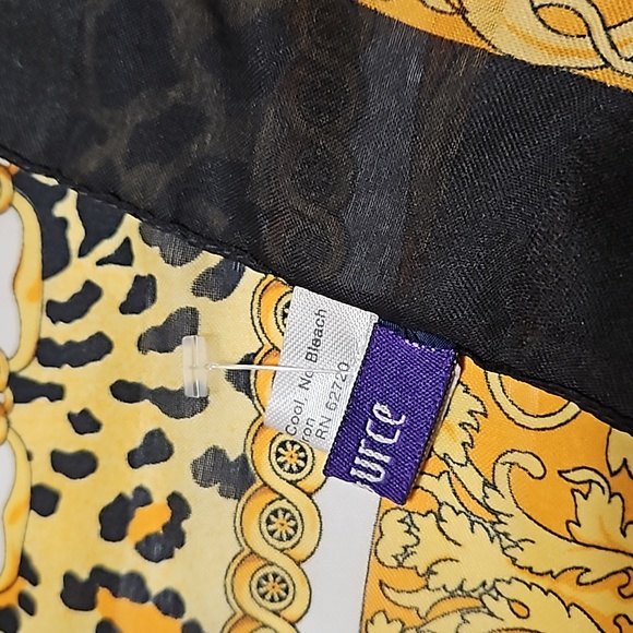 Resource Italian Made Polyester Black & Gold Scarf #W-794 - Picture 5 of 7